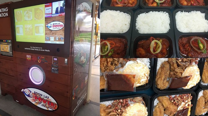 vending machine makanan berupa nasi lemak dan makanan khas Malaysia lainnya