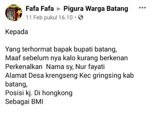 Surat Terbuka TKI Batang di China: Pak Bupati, Kirimi Kami Masker