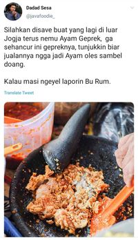 Netizen Sebut Ayam Geprek di Luar Yogyakarta Tidak Sesuai Pakem, Ini Sebabnya