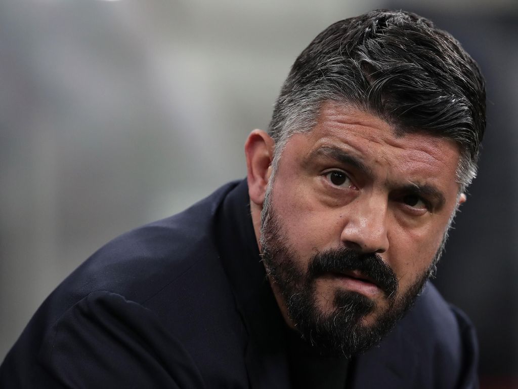 Genaro Gattuso Napoli MILAN, ITALY - FEBRUARY 12: SSC Napoli coach Ivan Gennaro Gattuso looks on during the Coppa Italia Semi Final match between FC Internazionale and SSC Napoli at Stadio Giuseppe Meazza on February 12, 2020 in Milan, Italy. (Photo by Emilio Andreoli/Getty Images)