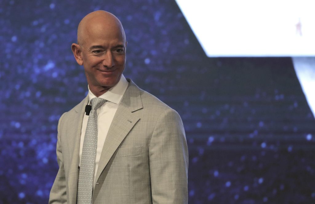 Amazon founder Jeff Bezos during the JFK Space Summit at the John F. Kennedy Presidential Library in Boston, Wednesday, June 19, 2019. (AP Photo/Charles Krupa)