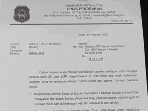 Pelajar di Blitar Dilarang Ikut Rayakan Valentine