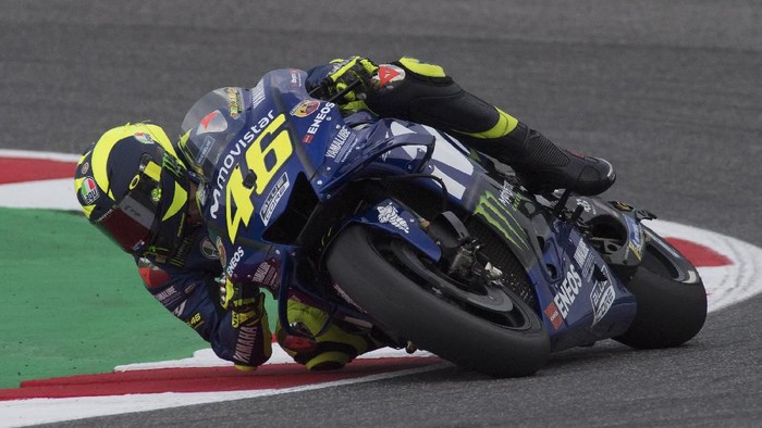 MISANO ADRIATICO, ITALY - SEPTEMBER 07:  Valentino Rossi of Italy and Movistar Yamaha MotoGP rounds the bend during the MotoGP of San Marino - Free Practice at Misano World Circuit on September 7, 2018 in Misano Adriatico, Italy.  (Photo by Mirco Lazzari gp/Getty Images)