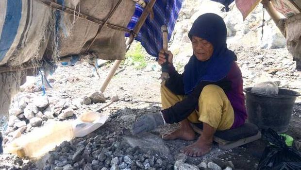 Puluhan Lansia Banting Tulang di Polewali Mandar Jadi Pemecah Batu
