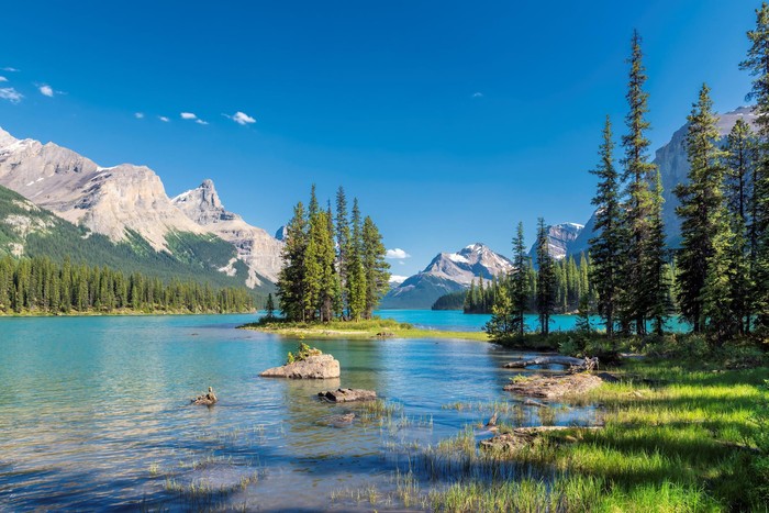 Jasper National Park, Spirit Island in Maligne Lake, Alberta, Canada.