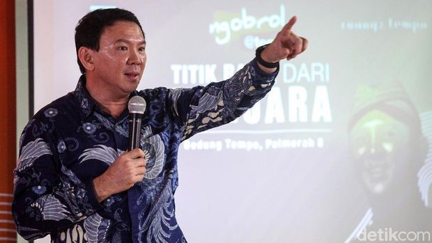 Mantan Gubernur DKI Jakarta Basuki Tjahaja Purnama alias Ahok meluncurkan buku 'Panggil Saya BTP' di Gedung Tempo, Palmerah, Jakarta Selatan, Senin (17/2/2020).