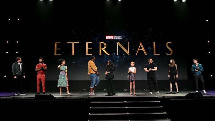 1163272715 SAN DIEGO, CALIFORNIA - JULY 20: The Marvel Cinematic Universe Phase Four is announced with cast members during the Marvel Studios Panel during 2019 Comic-Con International at San Diego Convention Center on July 20, 2019 in San Diego, California. (Photo by Kevin Winter/Getty Images)