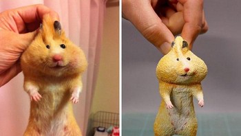 Hamster dengan pipi gembul dan ekspresi lucu ketika diangkat pemiliknya. Foto: Twitter/Meetissai