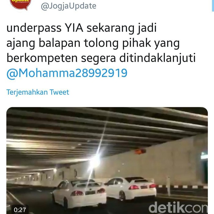 Video viral balapan liar di underpass YIA