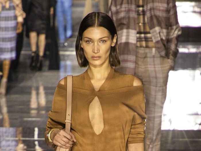 Model Bella Hadid wears a creation by designer Burberry at the Autumn/Winter 2020 fashion week runway show in London, Monday, Feb. 17, 2020. (Photo by Vianney Le Caer/Invision/AP)