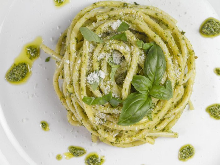 spaghetti saus pesto