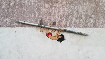 Tidak hanya itu, ilustrasi ini juga membuat pemandangan kota menjadi lebih berwarna. Foto: Instagram/efixworld