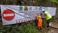 Spanduk pengumuman terkait penutupan jalan tersebut pun telah dipasang guna memberikan informasi kepada masyarakat