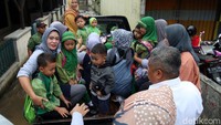 Ketinggian air di kampung tersebut setinggi mata kaki hingga betis orang dewasa.