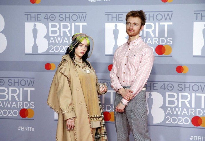 Billie Eilish and Finneas OConnell pose for photographers upon arrival at Brit Awards 2020 in London, Tuesday, Feb. 18, 2020.(Photo by Vianney Le Caer/Invision/AP)