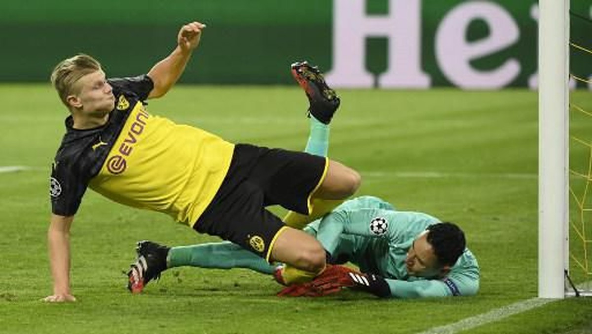 Dortmund Vs PSG: Video Aksi Jempolan Erling Haaland. (Foto: Ina Fassbender/AFP)