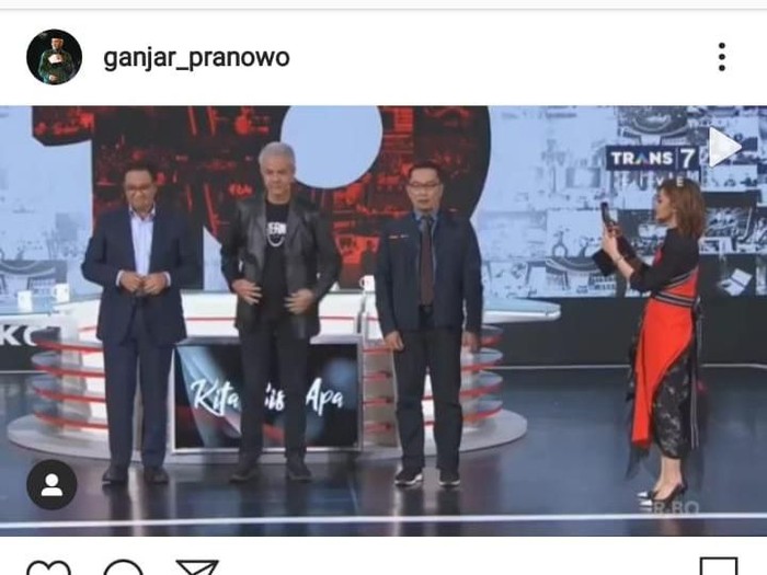 Tangkapan layar media sosial Ganjar Pranowo main Any Song Challenge, Rabu (19/2/2020).