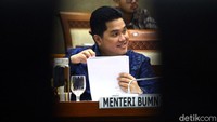 Menteri BUMN Erick Thohir hadiri rapat kerja bersama Komisi VI DPR RI di Jakarta, Kamis (20/2/2020).