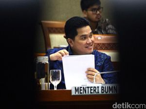 Ekspresi Erick Thohir Saat Janji Genjot Laba BUMN di Depan DPR
