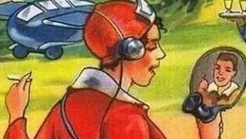 Para desainer kreatif di Prancis pada 1924 membayangkan seperti apa teknologi masa depan. Salah satunya adalah bagaimana kita bisa berbicara dari jarak jauh sambil bertatap muka, Nyatanya, sekarang kita bisa video call. Foto: Pinterest via Gent Side