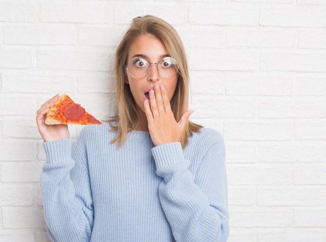 Concept cheat day. Let us dally off hard diet. Close up .