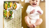 Kini Graham memasuki usia ke 5 bulan, terlihat dari burger yang ditata oleh Morrison tersebut. Tak hanya senyum, kini Graham menampilkan tawa lebarnya. Sangat terlihat ya perkembangan Graham yang makin aktif. Foto: Istimewa