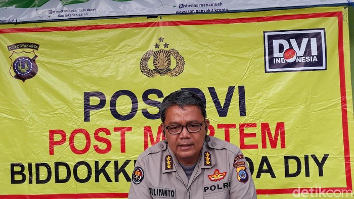 Kabid Humas Polda DIY Kombes Yuliyanto di Pos DVI Biddokkes Polda DIY, Puskesmas Turi, Sleman, Sabtu (22/2/2020).