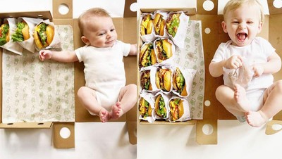 Keren! Ibu Ini Tiap Bulan Tandai Perkembangan Anaknya dengan Burger