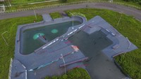 Suasana arena roller sport yang terendam air di Jakabaring Sport City (JSC), Palembang, Sumatera Selatan, Minggu (23/2/2020).