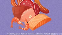 Contohnya ayam, ikan dan makanan laut lainnya. Terlebih bila dimasak dengan cara dipanggang atau direbus akan menjadi lebih sehat untuk dikonsumsi.