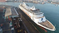 Kapal pesiar itu bernama CMV Vasco da Gama. Kapal itu berbendara Bahamas  dengan LOA (Length Over All) 219,40 meter dan GT (Gross Tonnage) 55.877 ton. Foto: Dok. Pelindo III