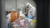 Di Hubei, China, provinsi yang menjadi pusat penyebaran virus corona, tercatat ada 64.084 kasus terinfeksi dan 2.346 kematian sejak Desember 2019. Cheng Min/Xinhua via AP.