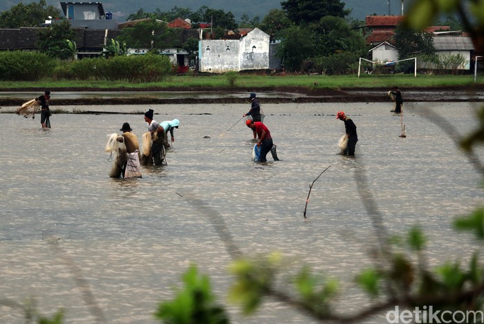 Banjir yang merendam Kabupaten Bandung tak mematahkan semangat para penjala ikan mencari tangkapan. Mereka pun gunakan berbagai alat untuk dapat menangkap ikan.