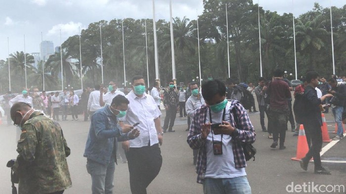 Kebakaran di Gedung DPR RI (Foto: Zhacky/detikcom)