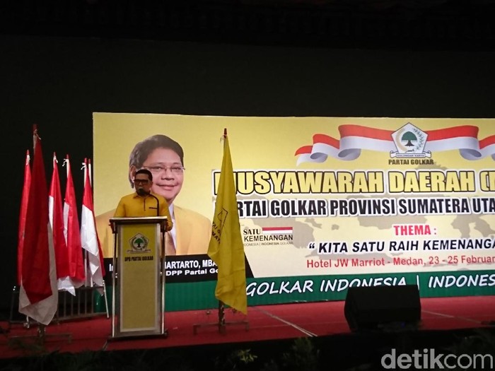 Waketum Golkar Ahmad Doli Kurnia membuka Musda X Golkar Sumut (Ahmad Arfah/detikcom)