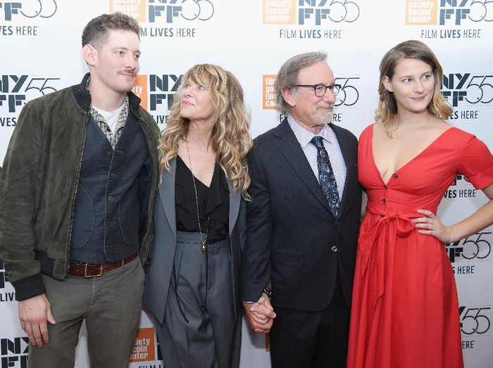 NEW YORK, NY - OCTOBER 05:  (L-R) Sawyer Avery Spielberg, Kate Capshaw, Steven Spielberg and Destry Allyn Spielberg attend 55th New York Film Festival screening of 