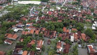 Foto udara kondisi wilayah Pekalongan terdampak banjir di Pekalongan, Jawa Tengah, Senin (24/2/2020).