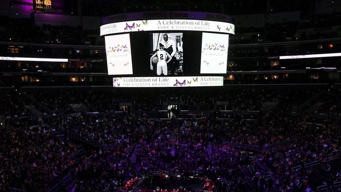 LOS ANGELES, CALIFORNIA - FEBRUARY 24: A general view before the start of The Celebration of Life for Kobe & Gianna Bryant at Staples Center on February 24, 2020 in Los Angeles, California. (Photo by Kevork Djansezian/Getty Images)