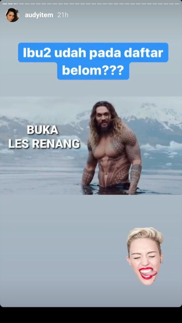 Akses Kebanjiran, Audy Bikin Meme Buka Les Renang Bareng Aquaman