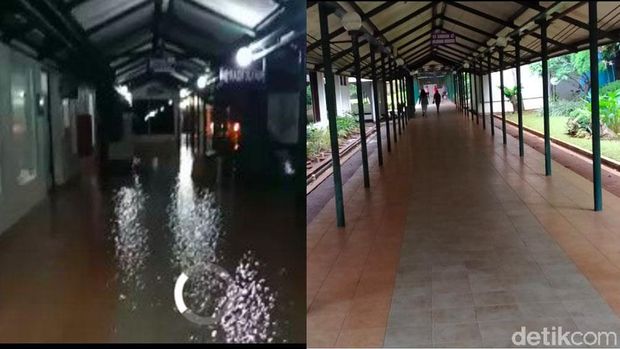 Sisa-sisa genangan banjir di RS Husada.