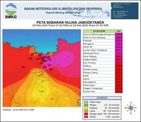 Ini Peta Sebaran Hujan di Jabodetabek Dalam 24 Jam Terakhir