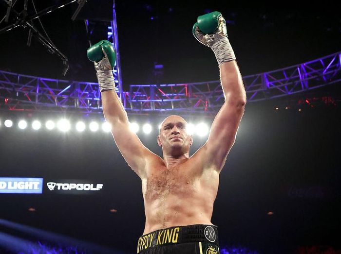 Tyson Fury LAS VEGAS, NEVADA - FEBRUARY 22: Tyson Fury celebrates after knocking down Deontay Wilder during their Heavyweight bout for Wilders WBC and Furys lineal heavyweight title on February 22, 2020 at MGM Grand Garden Arena in Las Vegas, Nevada. (Photo by Al Bello/Getty Images)