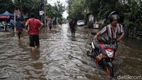 Meski begitu, aksi nekat menerobos banjir itu tak jarang berakhir dengan motor mogok akibat kemasukan air.