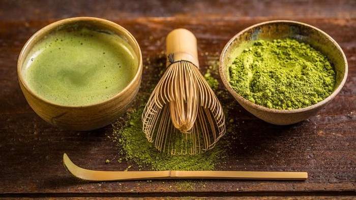 Matcha tea and green tea utensils