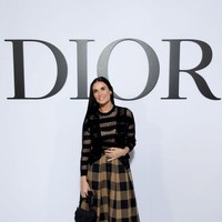 Busana pilihannya terdiri dari baju lengan panjang menerawang yang dipadu vest, lalu rok maxi kotak-kotak sebagai bawahan. Mantan istri Bruce Willis itu lalu menyempurnakan gayanya dengan Saddle Bag Dior hitam dan pointed heels berwarna senada. (Foto: Getty Images for Dior/Pascal Le Segretain)