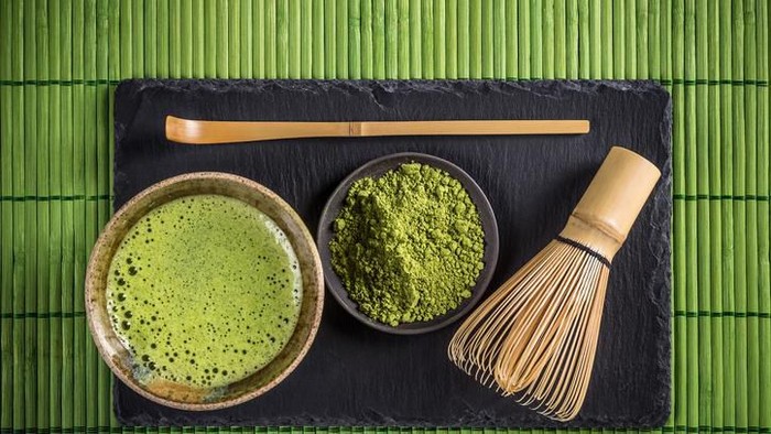 Matcha tea and green tea utensils