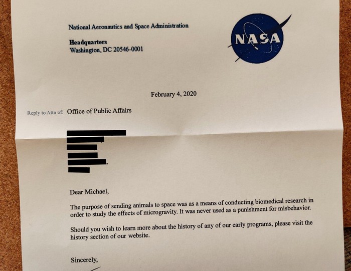 surat untuk NASA