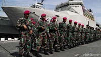 Sebanyak 195 personel Komando Tugas Gabungan Terpadu (Kogasgabpad) mengikuti upacara pelepasan di Markas Kolinlamil, Tanjung Priok, Jakarta Utara, Rabu (26/2/2020).