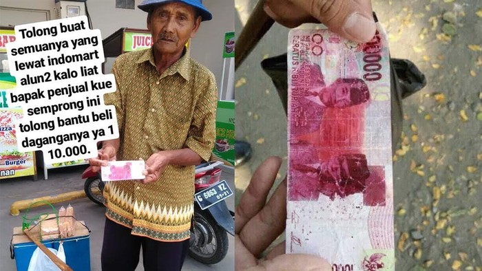 penjual makanan yang ditipu pakai yang palsu
