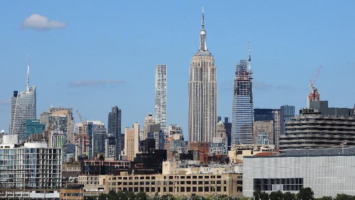 NEW YORK, NEW YORK - AUGUST 29: General view of the Empire State Building and midtown Manhattan as photographed from the Hudson River on August 29, 2019 in New York City.  (Photo by Bruce Bennett/Getty Images)